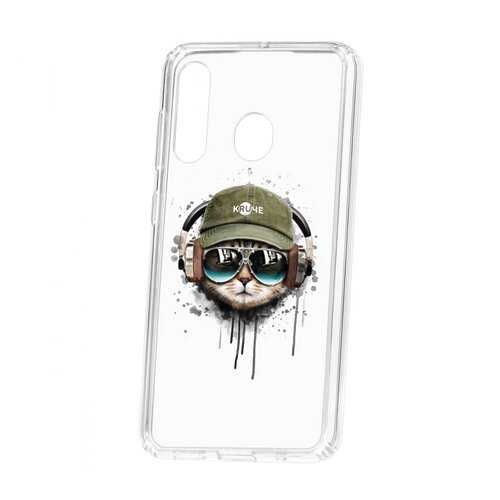 Чехол Kruche Samsung Galaxy A60 2019 Print Кот в наушниках в Аврора