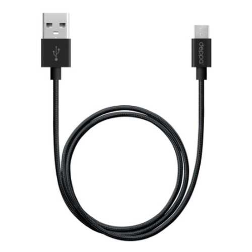 Дата-кабель USB - micro USB, алюминий/нейлон, 1,2м, черный, Deppa в Аврора