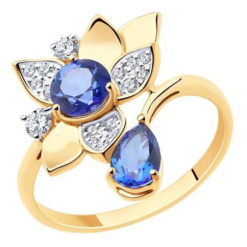 Кольцо женское SOKOLOV из золота с топазами и фианитами Swarovski 715962 р.18.5 в Аврора