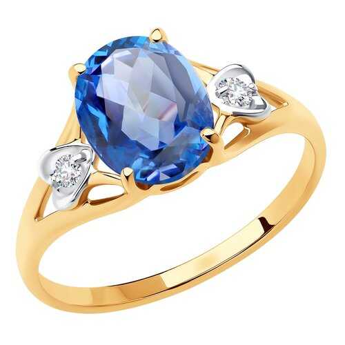 Кольцо женское SOKOLOV из золота с топазом и фианитами Swarovski 715924 р.18 в Аврора