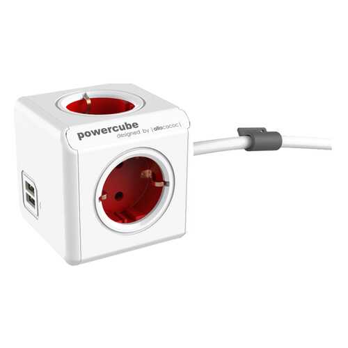 Удлинитель Allocacoc 1402RD/DEEUPC, 4 розетки, 1,5 м, White/Red в Аврора