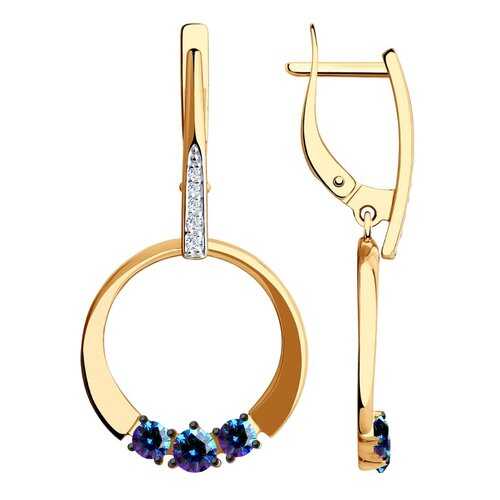 Серьги SOKOLOV из золота с бесцветными и синими Swarovski Zirconia 81020453 в Аврора
